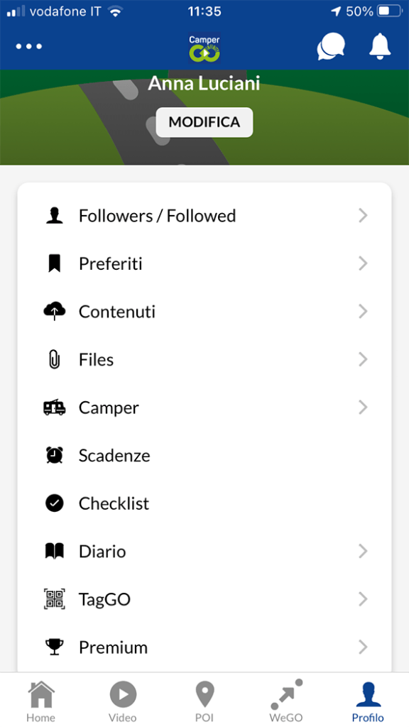 app viaggi camper infinity