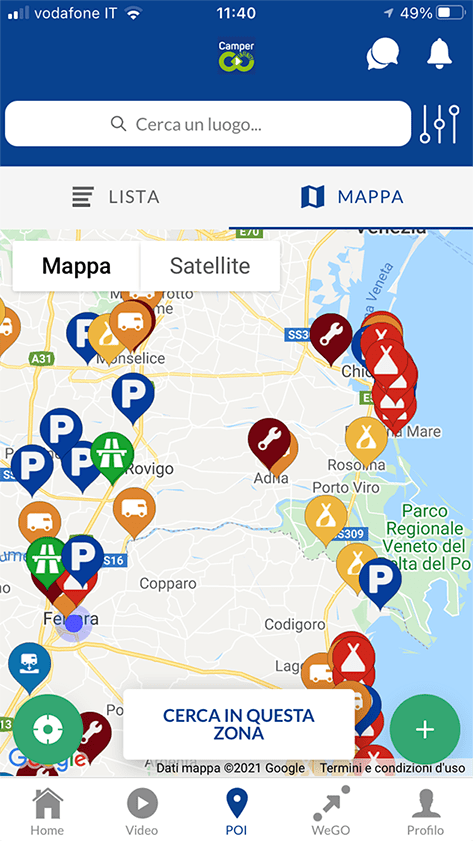 app viaggi camper infinity