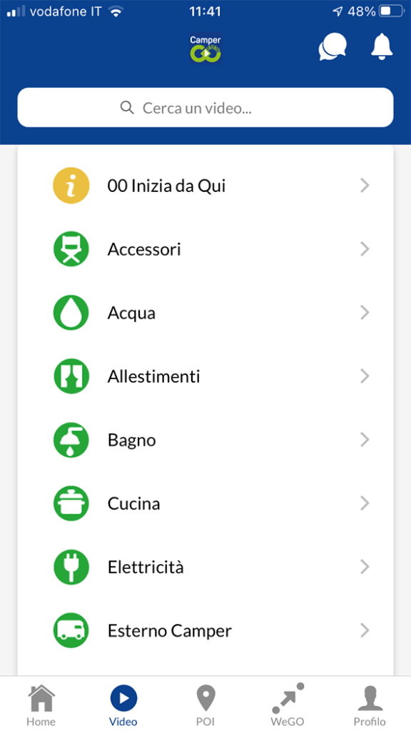 app viaggi camper infinity