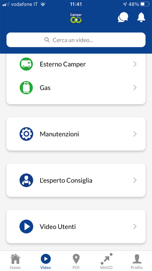 app viaggi camper infinity