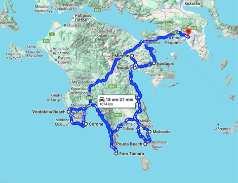 itinerario atene peloponneso